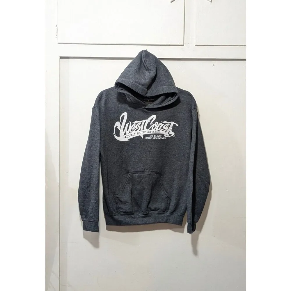 Grey Skull Hoodie - West Coast Customs x Six Flags Magic Mountain Collab. sz. S